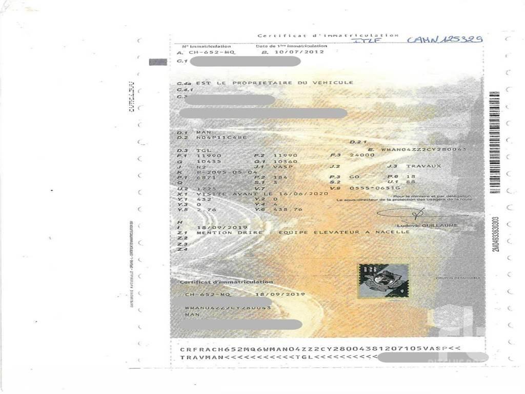 MAN TGL Εναέριες πλατφόρμες τοποθετημένες σε ρυμούλκα