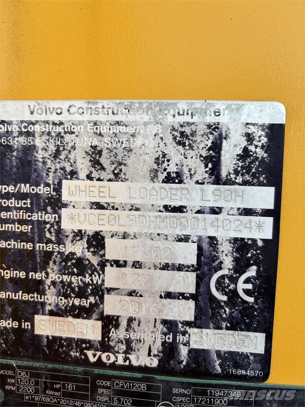 Volvo L90H Φορτωτές με λάστιχα (Τροχοφόροι)