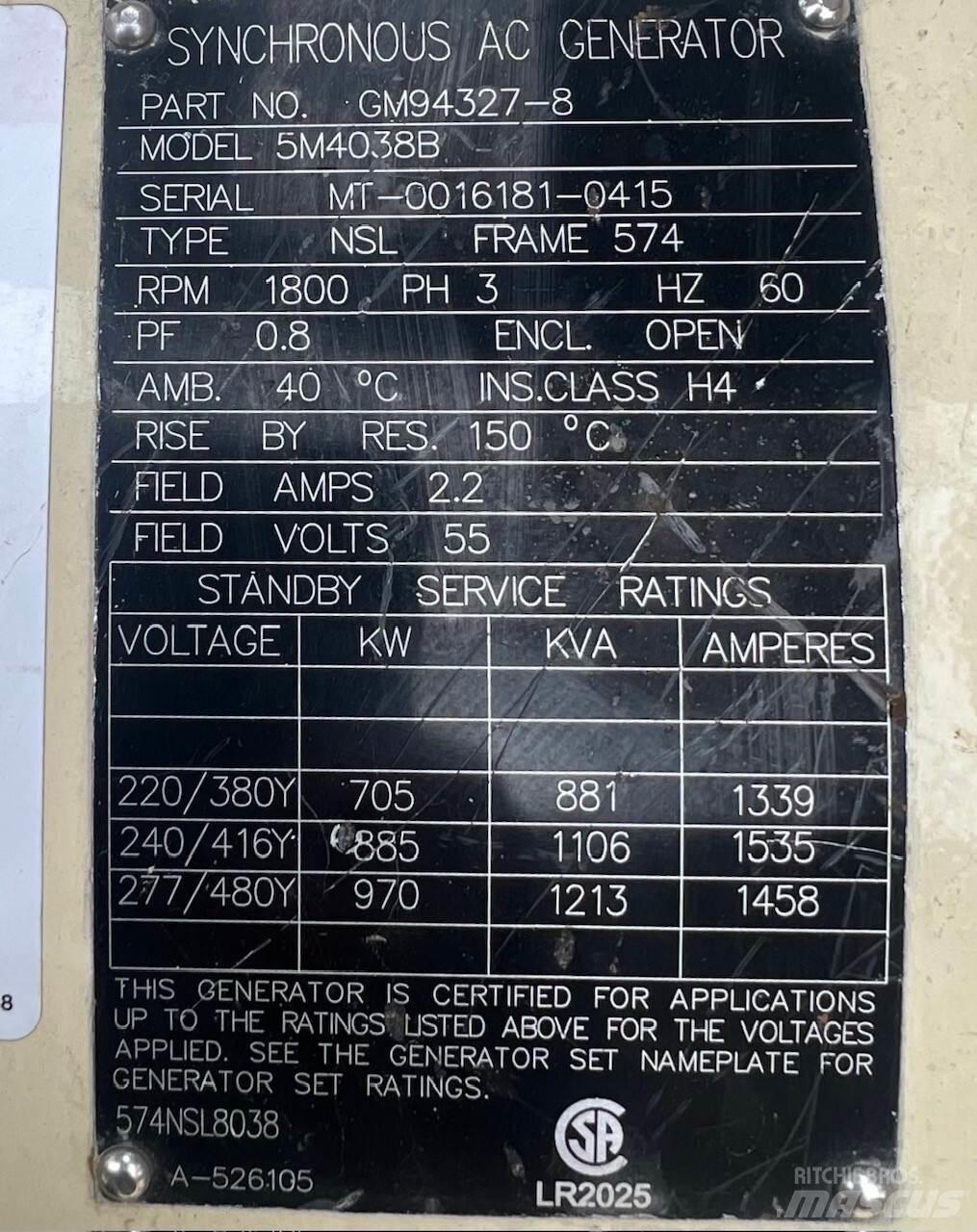Kohler 750kW Γεννήτριες αερίου