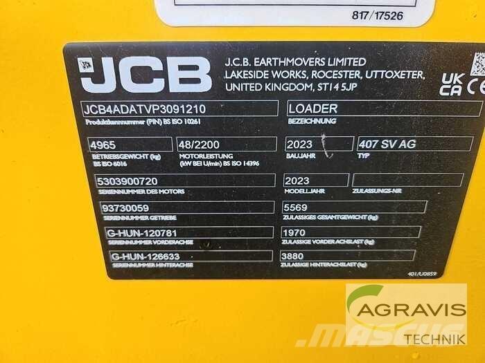 JCB 407 AGRI STUFE V Φορτωτές με λάστιχα (Τροχοφόροι)