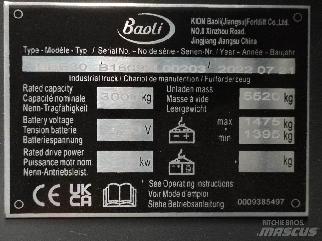 Baoli KBE30 Ηλεκτρικά περονοφόρα ανυψωτικά κλαρκ