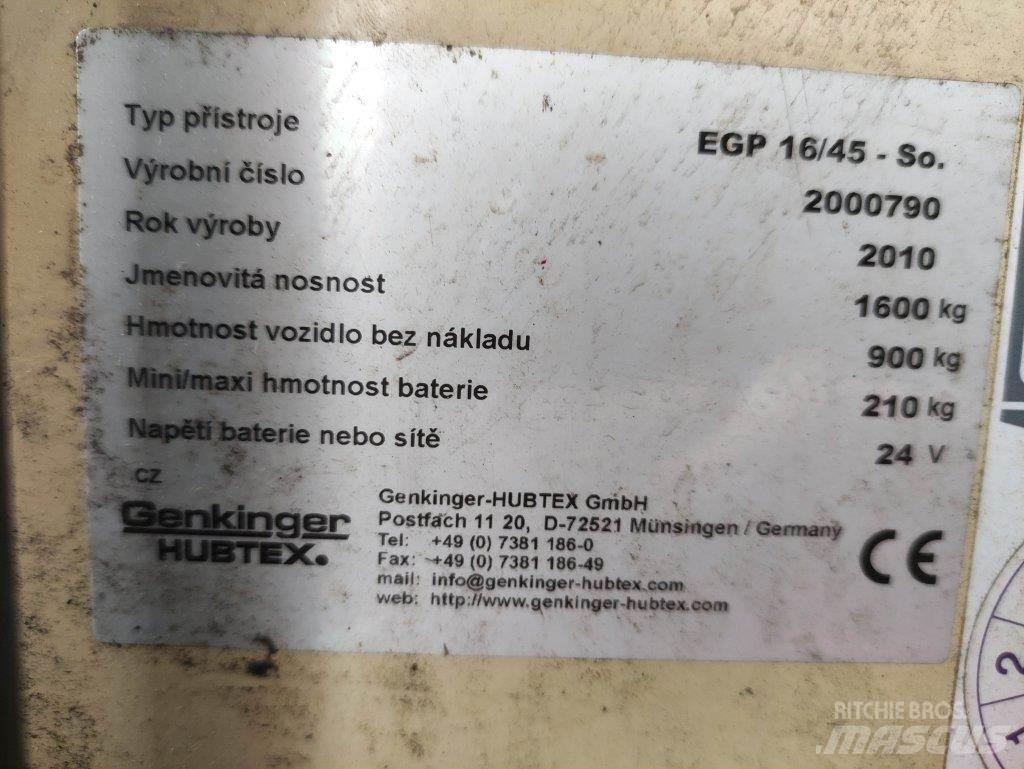 Hubtex EGP16/45-So Παλετοφόρα πεζού χειριστή με ιστό