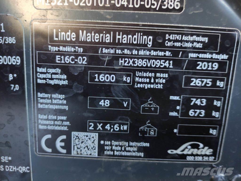 Linde E16C-02-386 EVO Ηλεκτρικά περονοφόρα ανυψωτικά κλαρκ