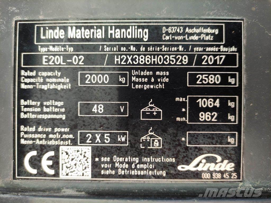 Linde E20L-02-386 Ηλεκτρικά περονοφόρα ανυψωτικά κλαρκ