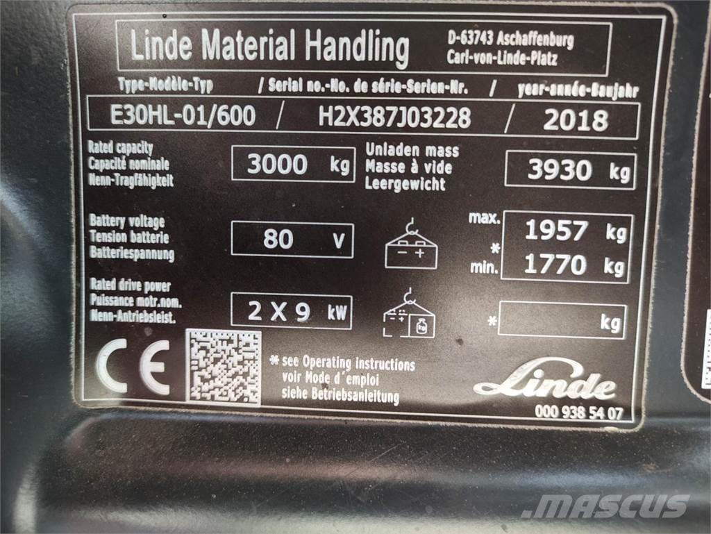 Linde E30HL-01/600-387 Ηλεκτρικά περονοφόρα ανυψωτικά κλαρκ