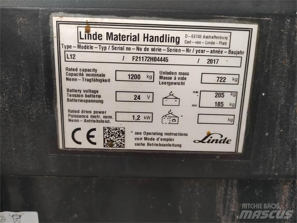 Linde L12 Παλετοφόρα πεζού χειριστή με ιστό
