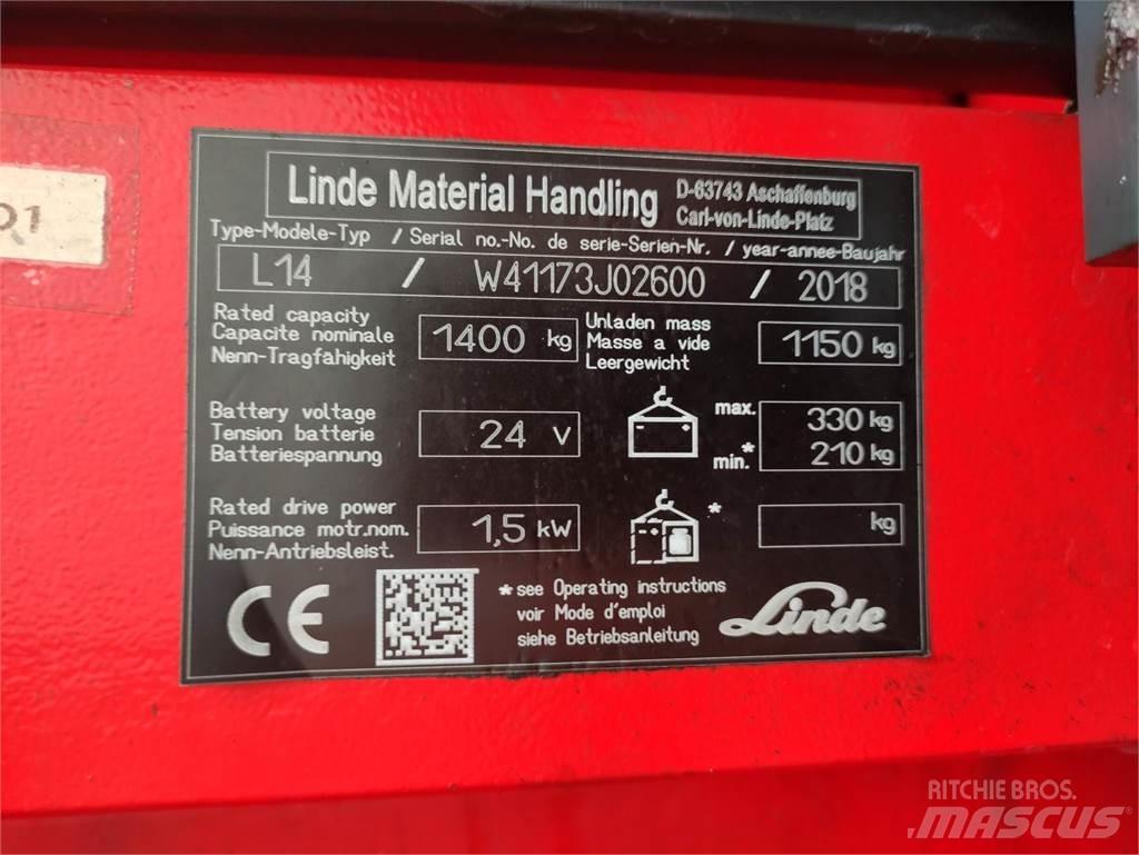 Linde L14-1173 Παλετοφόρα πεζού χειριστή με ιστό