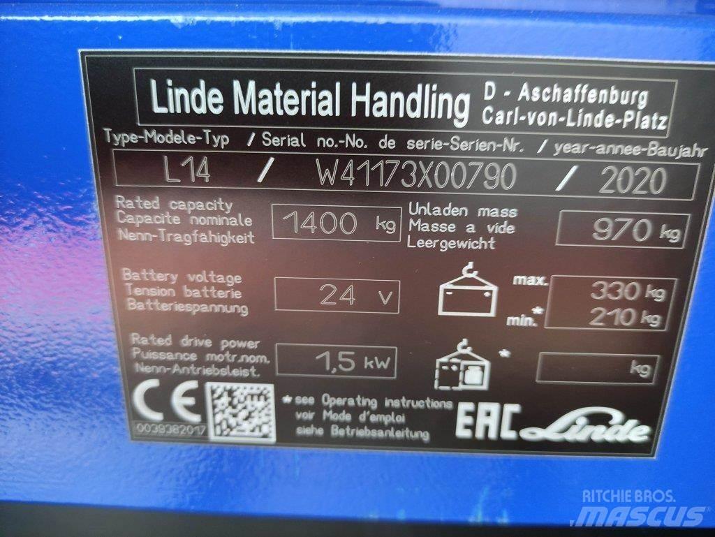 Linde L14i-1173 Παλετοφόρα πεζού χειριστή με ιστό