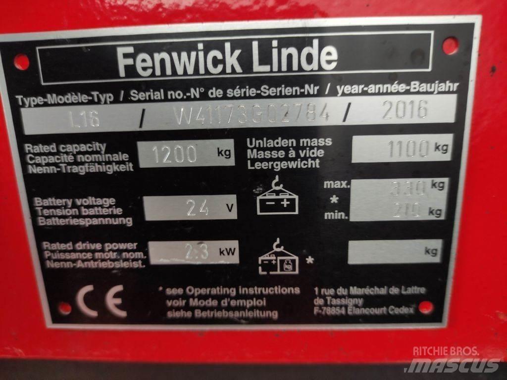 Linde L16-1173 Παλετοφόρα πεζού χειριστή με ιστό