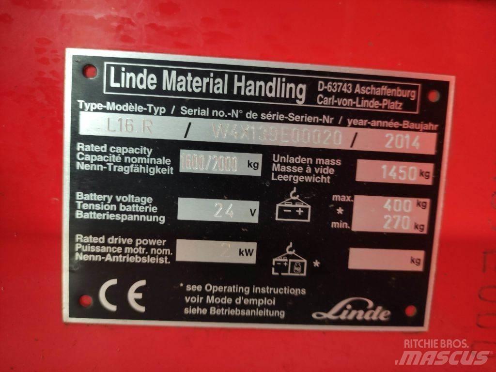 Linde L16R Ηλεκτρικά περονοφόρα ανυψωτικά κλαρκ