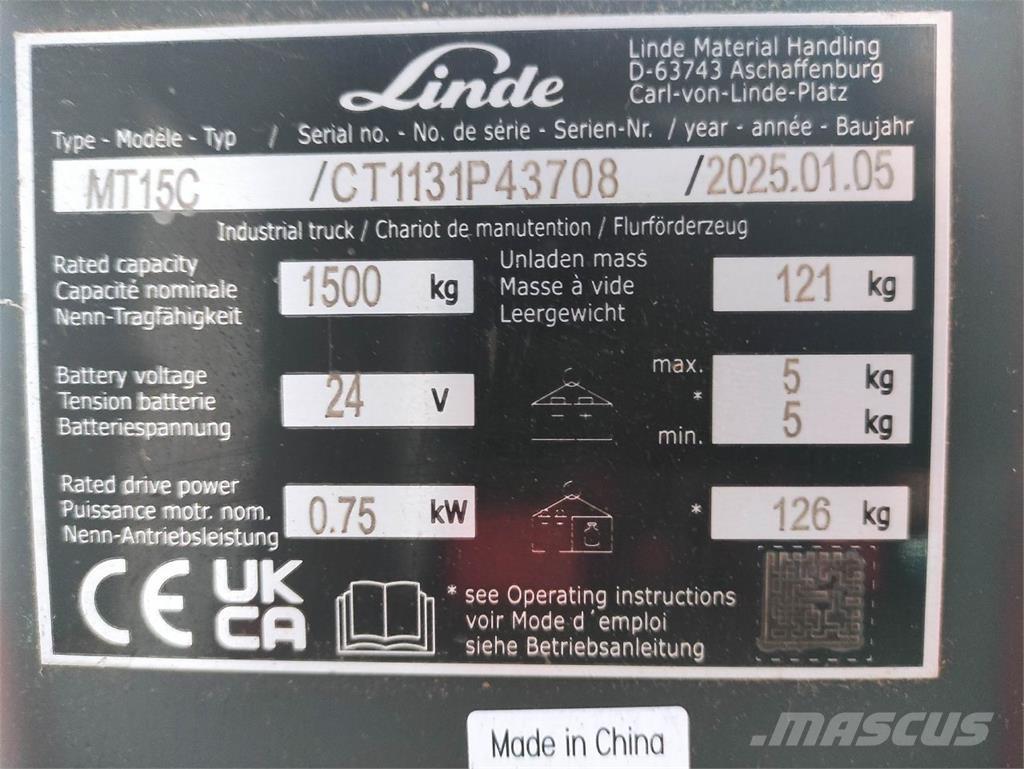 Linde MT15C Χειροκίνητο περονοφόρο ανυψωτικό