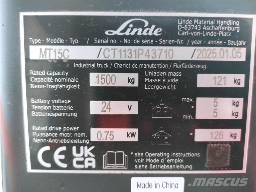 Linde MT15C Χειροκίνητο περονοφόρο ανυψωτικό