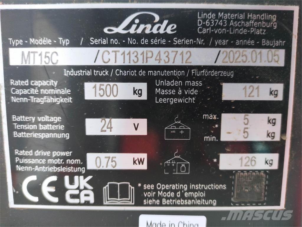 Linde MT15C Χειροκίνητο περονοφόρο ανυψωτικό