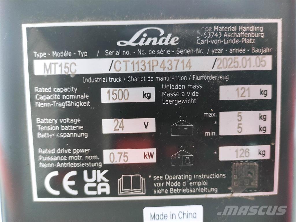 Linde MT15C Χειροκίνητο περονοφόρο ανυψωτικό