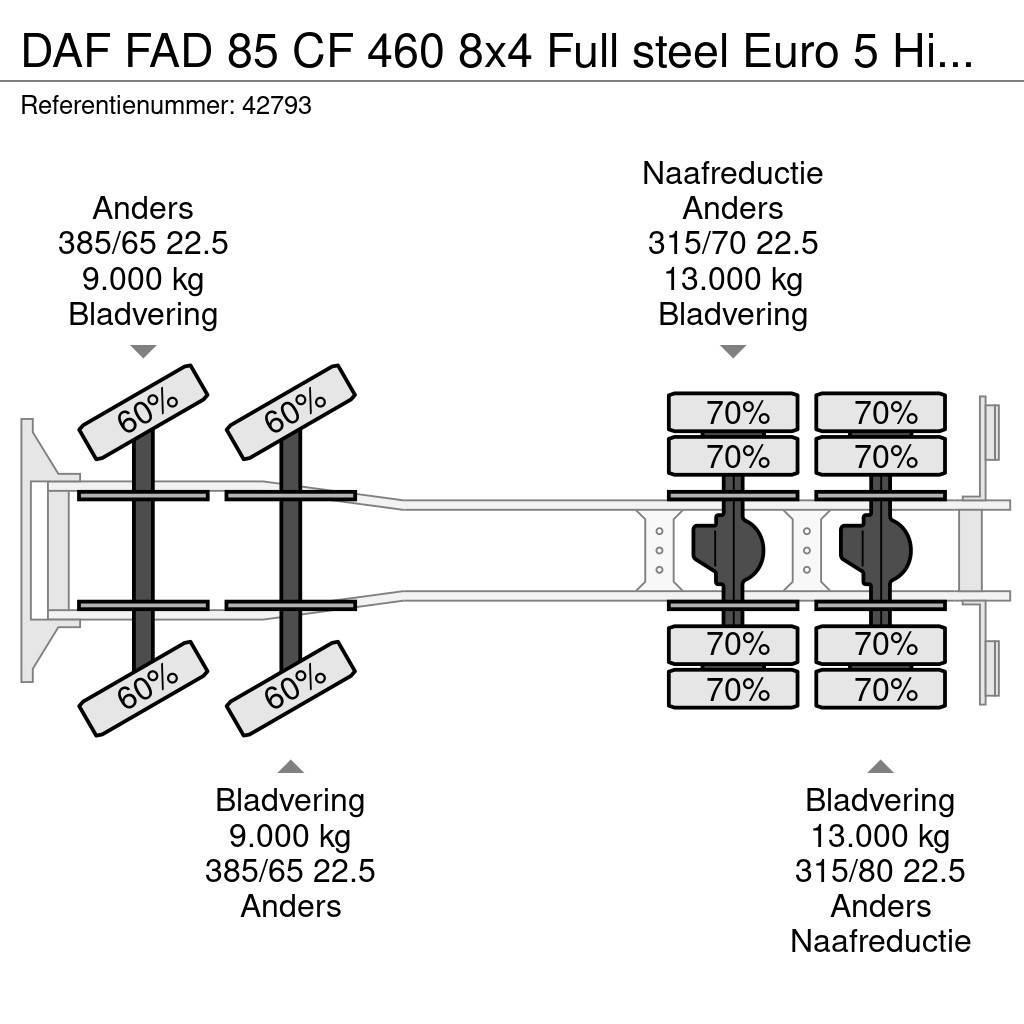 DAF FAD 85 CF 460 8x4 Full steel Euro 5 Hiab 20 Tonmet Φορτηγά ανατροπή με γάντζο