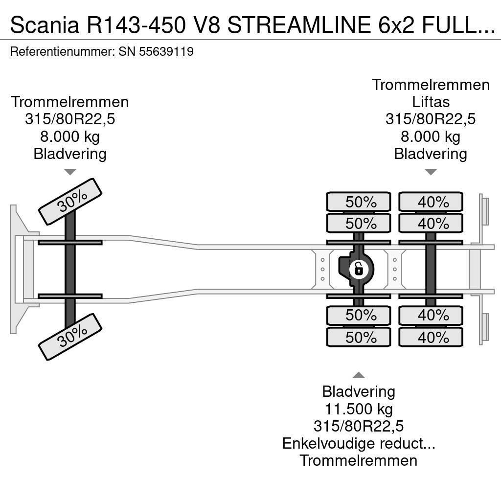 Scania R143-450 V8 STREAMLINE 6x2 FULL STEEL KIPPER (MANU Φορτηγά Ανατροπή