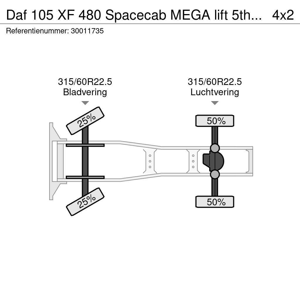 DAF 105 XF 480 Spacecab MEGA lift 5th wheel Τράκτορες