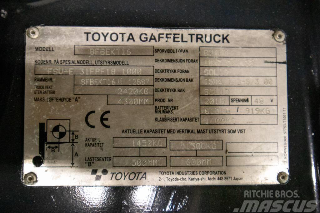 Toyota 8FBEKT16, välutrustad motviktstruck m nytt batteri Ηλεκτρικά περονοφόρα ανυψωτικά κλαρκ