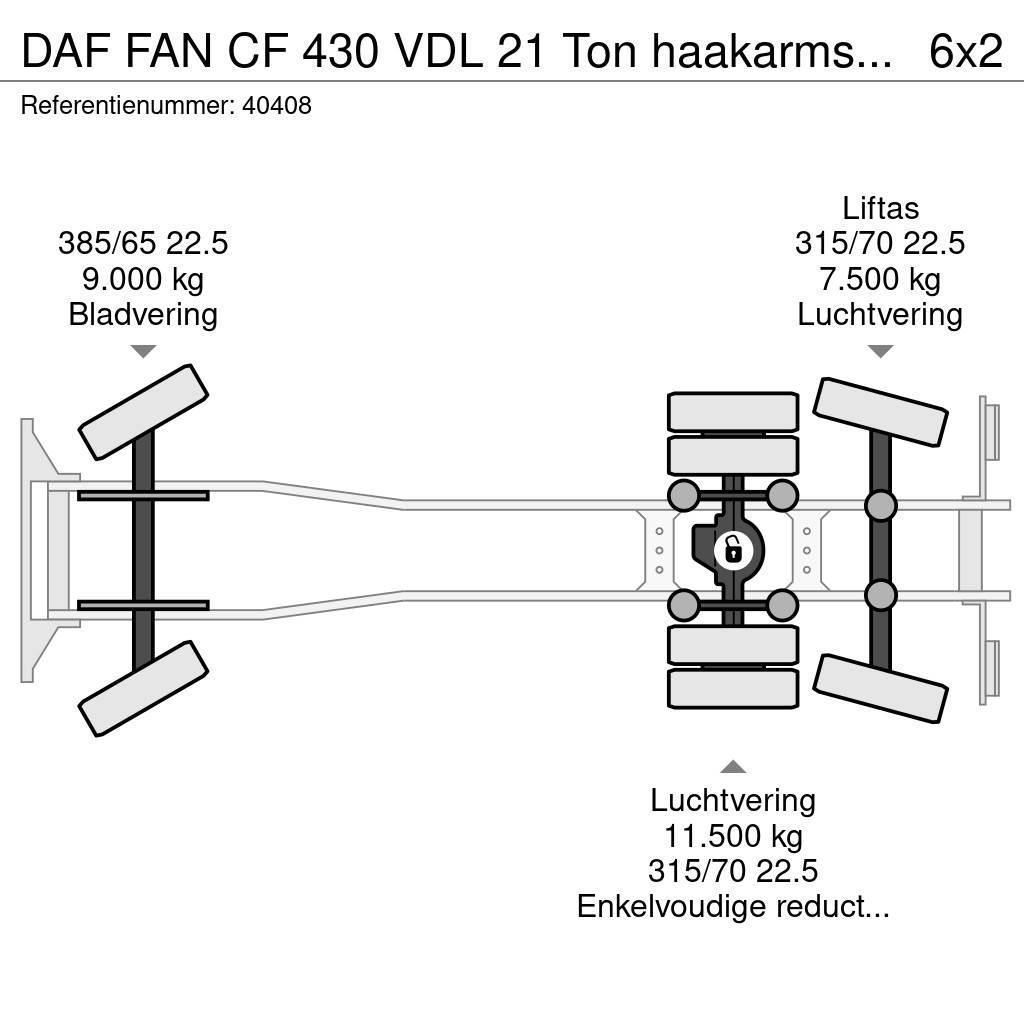 DAF FAN CF 430 VDL 21 Ton haakarmsysteem Φορτηγά ανατροπή με γάντζο