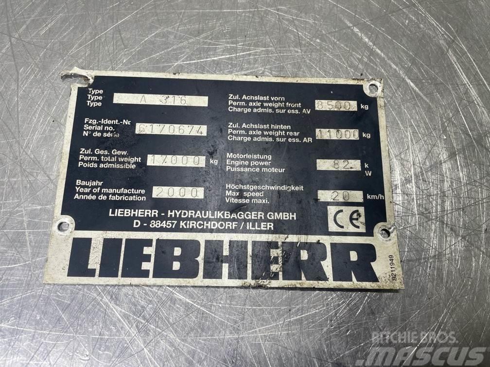 Liebherr A316 -  (For parts) Εκσκαφείς με τροχούς - λάστιχα