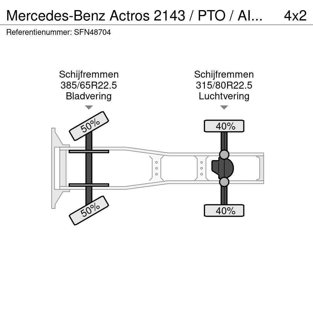 Mercedes-Benz Actros 2143 / PTO / AIRCO/ 10 ton vooras Τράκτορες
