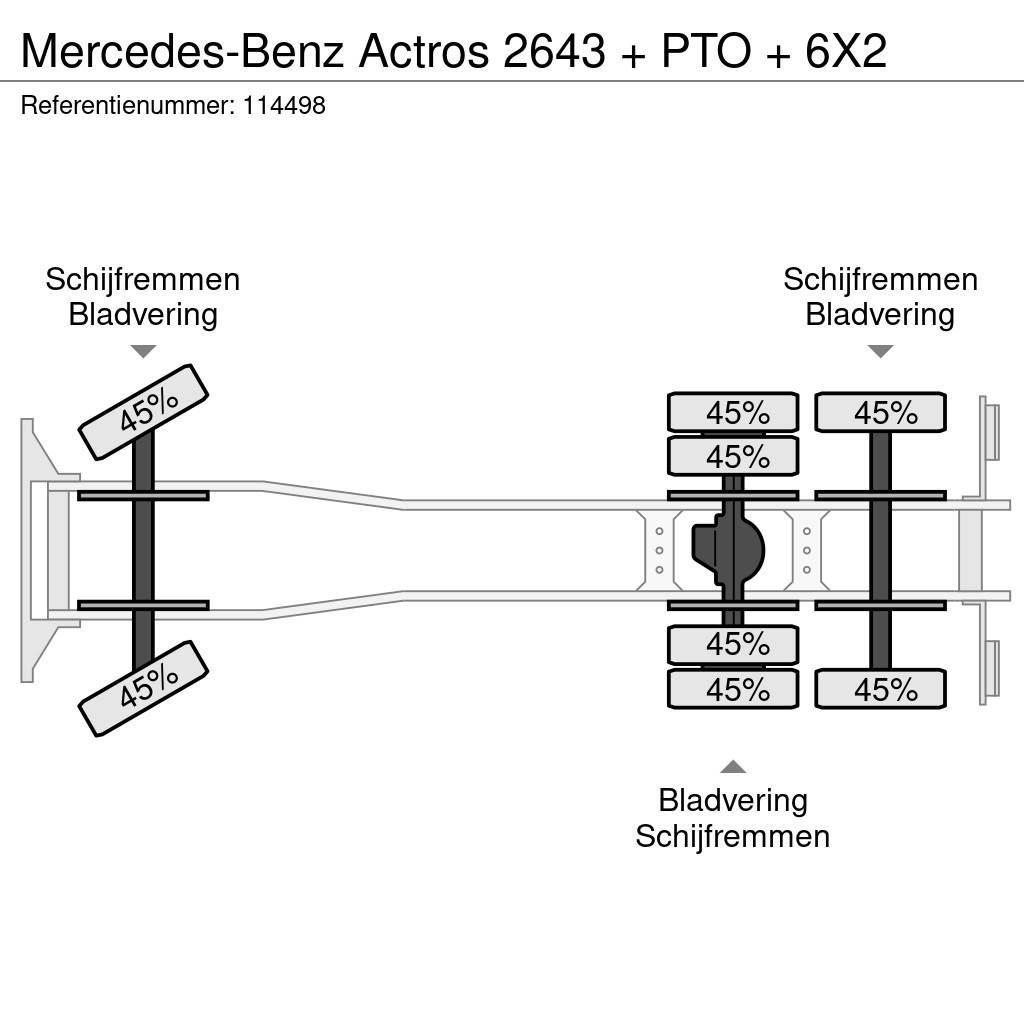 Mercedes-Benz Actros 2643 + PTO + 6X2 Φορτηγά Kαρότσα με ανοιγόμενα πλαϊνά