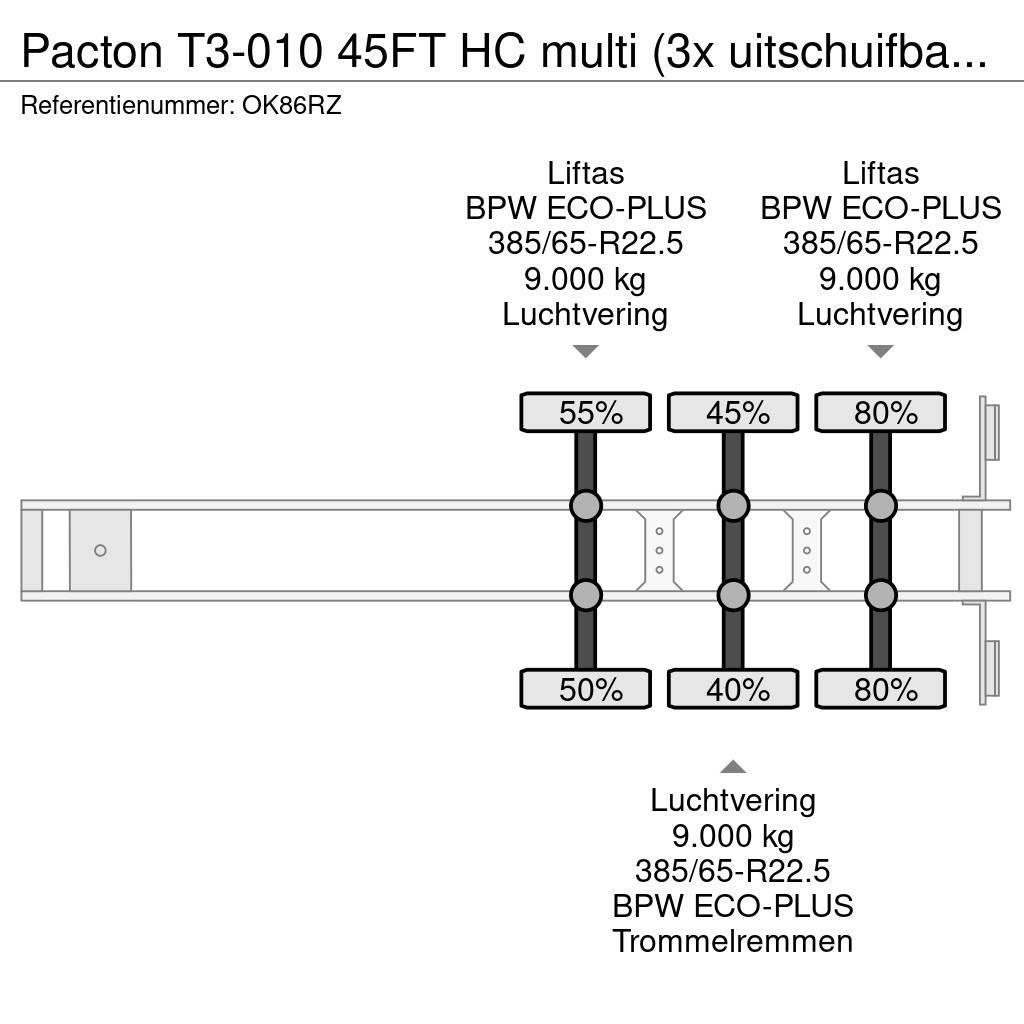 Pacton T3-010 45FT HC multi (3x uitschuifbaar), 2x liftas Ημιρυμούλκες Container