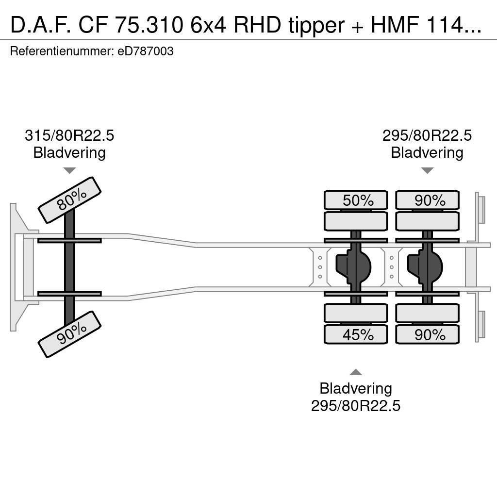 DAF CF 75.310 6x4 RHD tipper + HMF 1144 K-1 + grapple Γερανοί παντός εδάφους