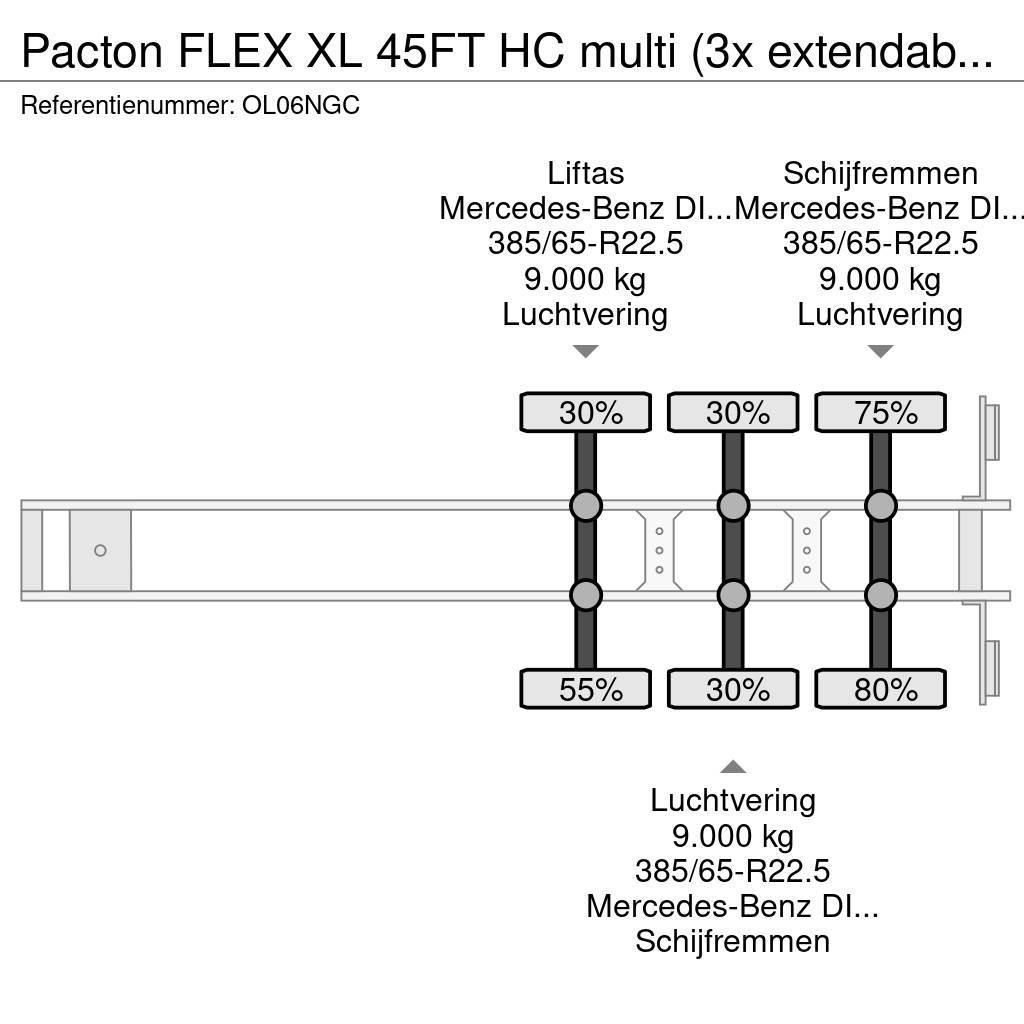 Pacton FLEX XL 45FT HC multi (3x extendable), liftaxle, M Ημιρυμούλκες Container