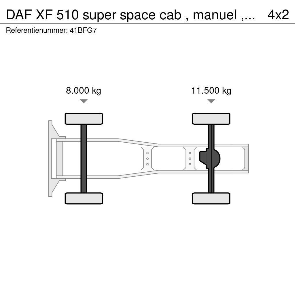 DAF XF 510 super space cab , manuel , euro 6, top cond Τράκτορες