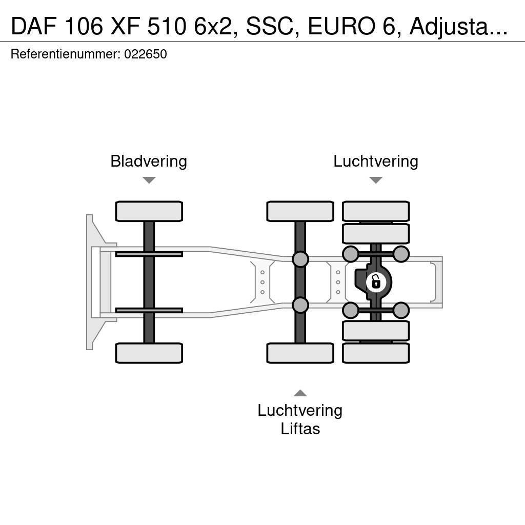 DAF 106 XF 510 6x2, SSC, EURO 6, Adjustable fifth whee Τράκτορες