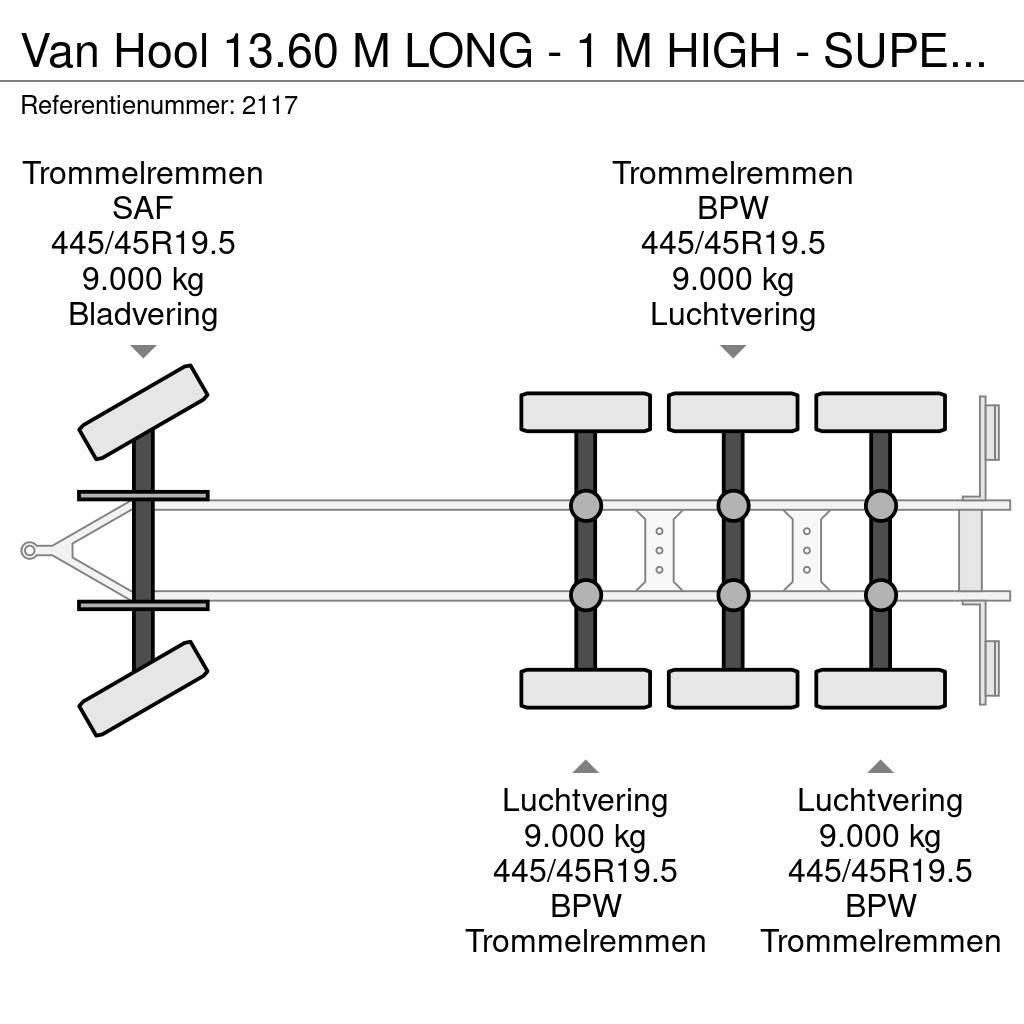 Van Hool 13.60 M LONG - 1 M HIGH - SUPER SINGLE TIRES - DRU Επίπεδες/πλευρικώς ανοιγόμενες ρυμούλκες