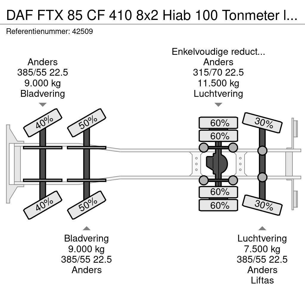 DAF FTX 85 CF 410 8x2 Hiab 100 Tonmeter laadkraan + Fl Γερανοί παντός εδάφους