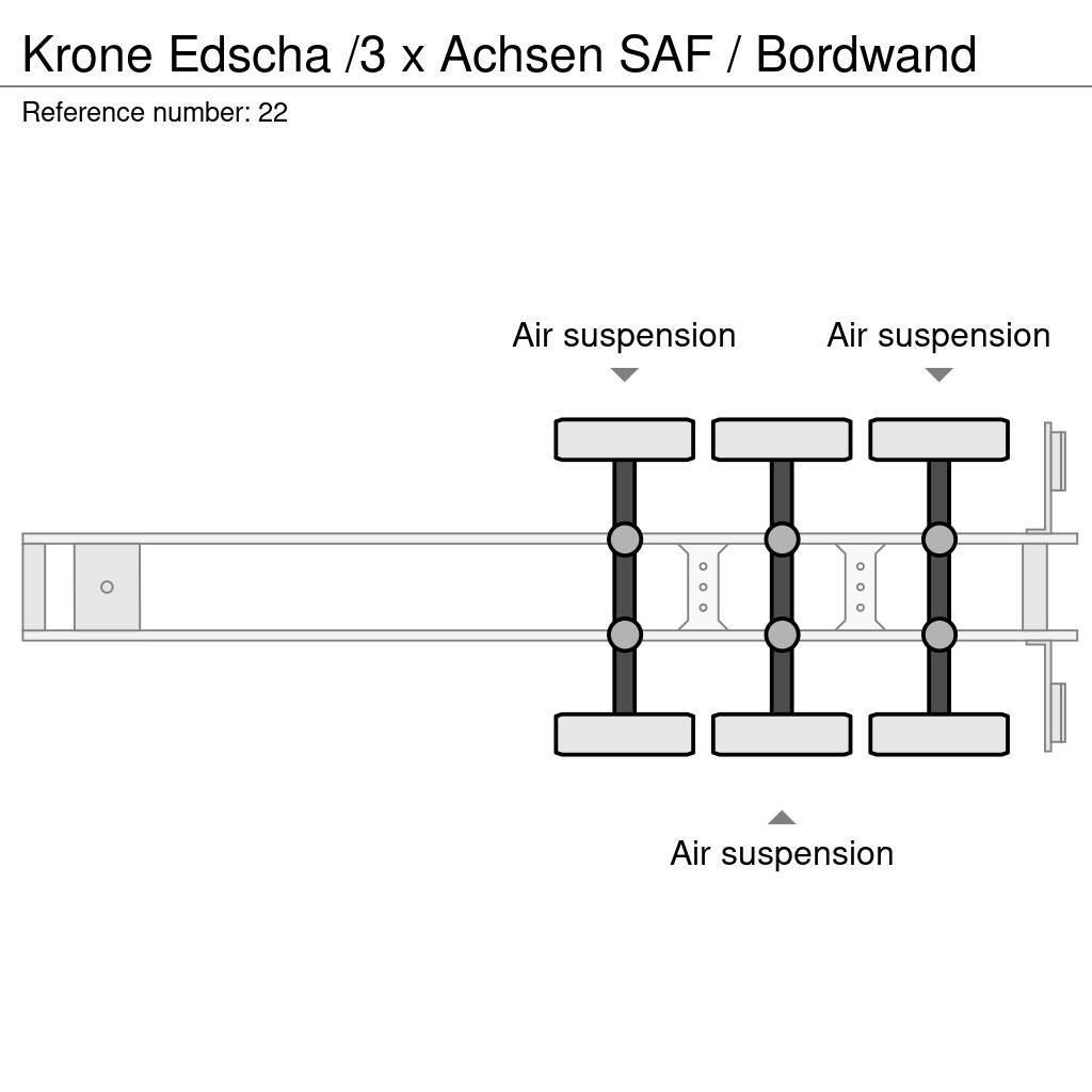 Krone Edscha /3 x Achsen SAF / Bordwand Ημιρυμούλκες Κουρτίνα