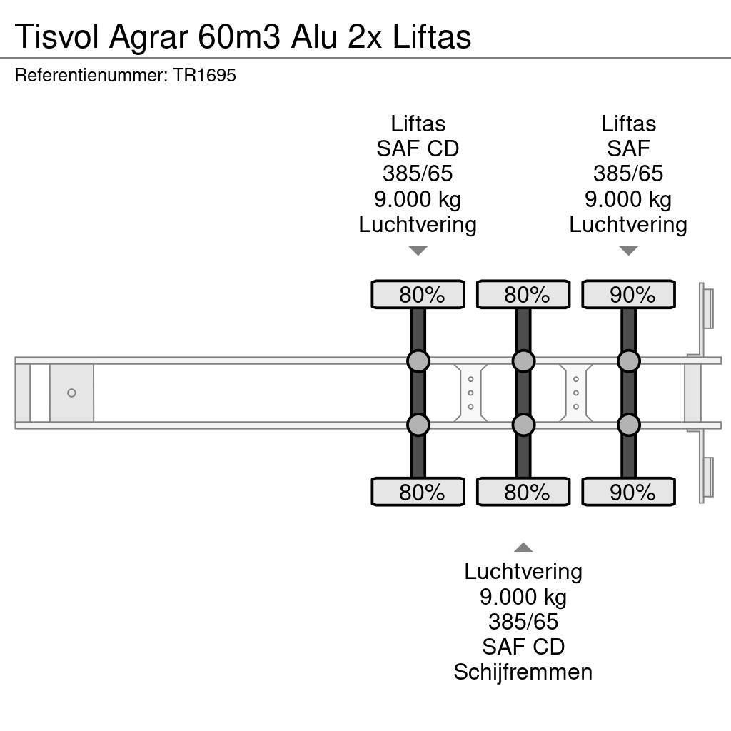  TISVOL Agrar 60m3 Alu 2x Liftas Ανατρεπόμενες ημιρυμούλκες