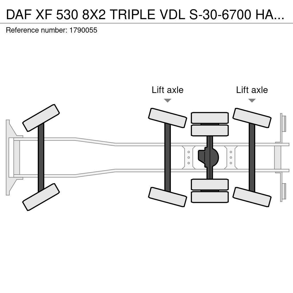 DAF XF 530 8X2 TRIPLE VDL S-30-6700 HAAKARMSYSTEEM/ABR Φορτηγά ανατροπή με γάντζο