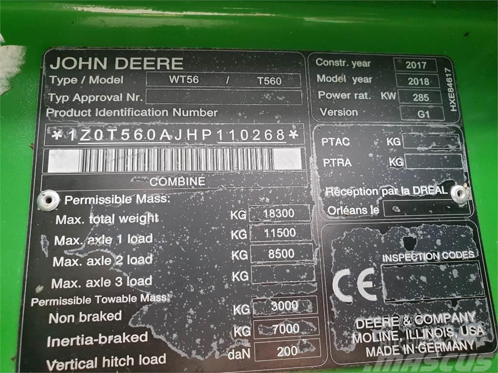 John Deere T560 Θεριζοαλωνιστικές μηχανές