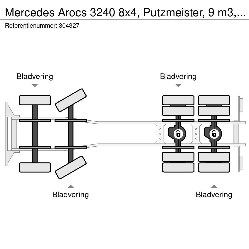 Mercedes-Benz Arocs 3240 8x4, Putzmeister, 9 m3, EURO 6 Φορτηγά-Μπετονιέρες