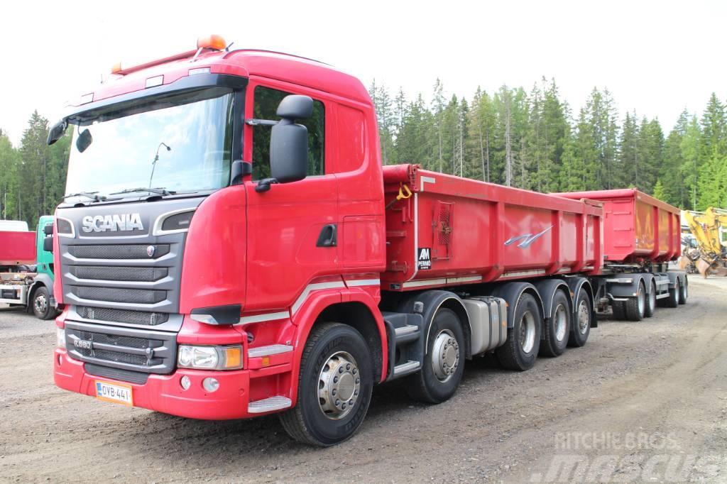 Scania R 580 ja 4-aks PV Φορτηγά Ανατροπή