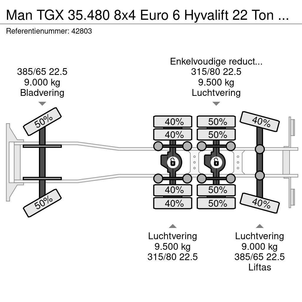 MAN TGX 35.480 8x4 Euro 6 Hyvalift 22 Ton haakarmsyste Φορτηγά ανατροπή με γάντζο