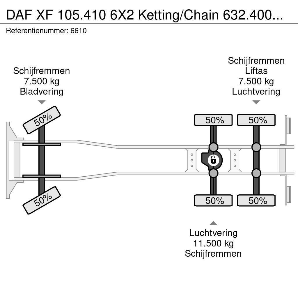 DAF XF 105.410 6X2 Ketting/Chain 632.400KM NL Truck Φορτηγά ανατροπή με γάντζο