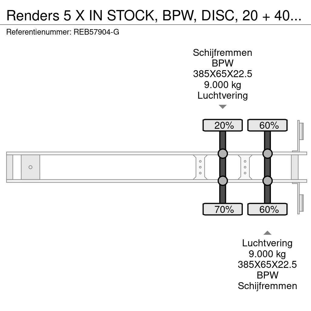 Renders 5 X IN STOCK, BPW, DISC, 20 + 40 FT Ημιρυμούλκες Container