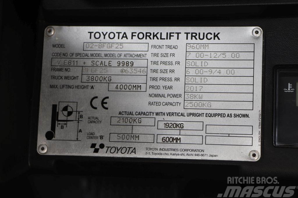 Toyota 02-8FGF25 Περονοφόρα ανυψωτικά κλαρκ με φυσικό αέριο LPG