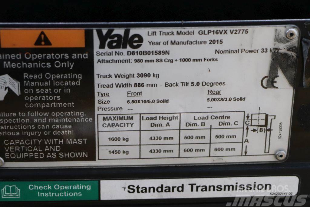 Yale GLP16VX Περονοφόρα ανυψωτικά κλαρκ με φυσικό αέριο LPG