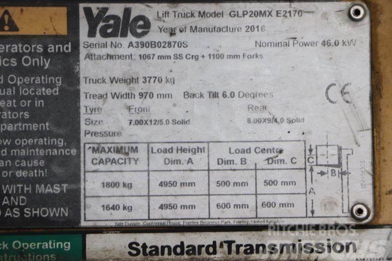 Yale GLP20MX Περονοφόρα ανυψωτικά κλαρκ με φυσικό αέριο LPG