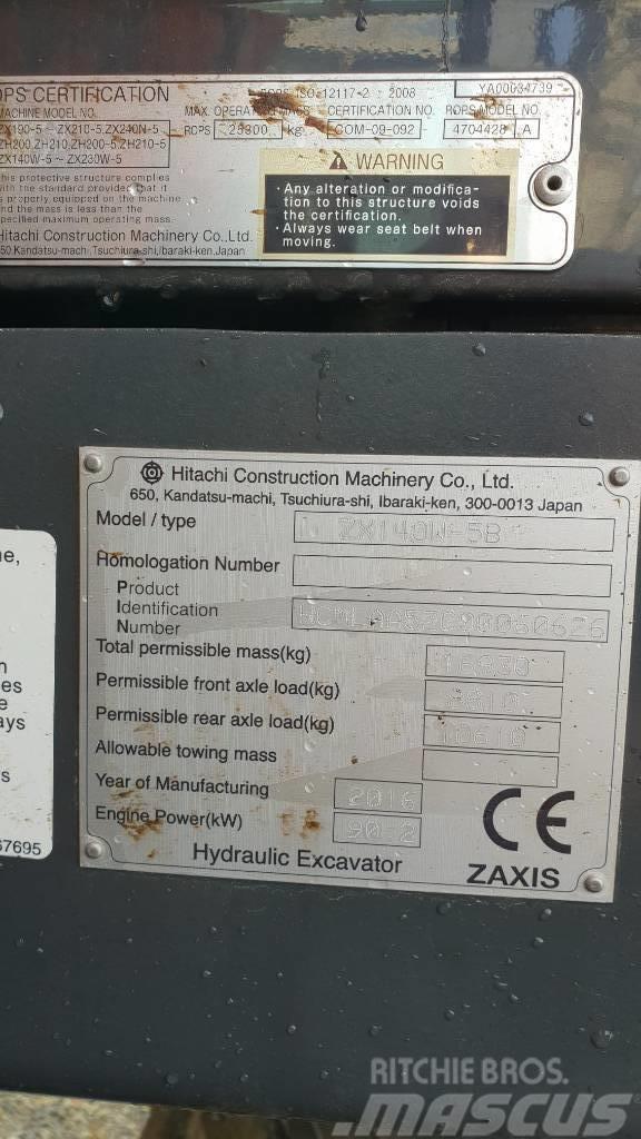 Hitachi ZX140W Εκσκαφείς με τροχούς - λάστιχα
