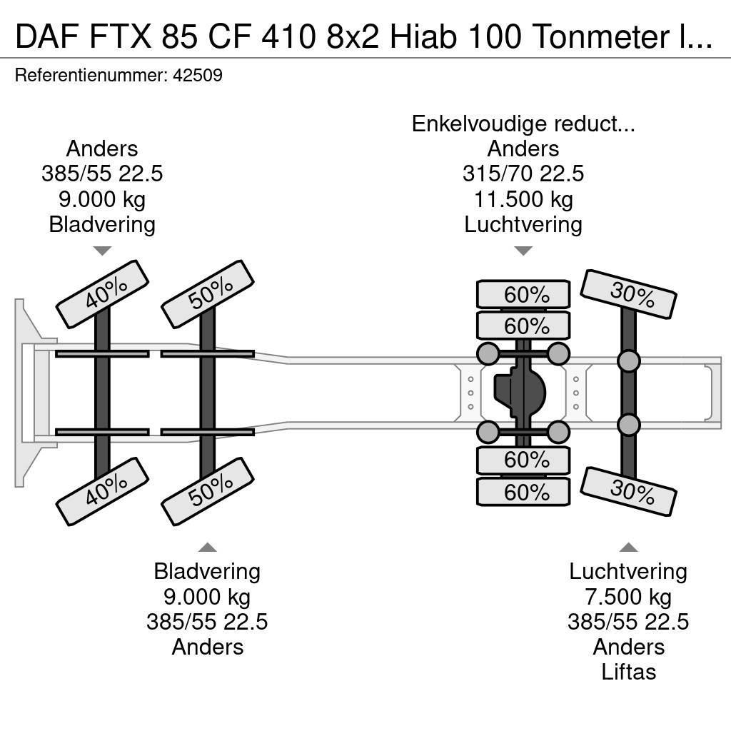DAF FTX 85 CF 410 8x2 Hiab 100 Tonmeter laadkraan + Fl Τράκτορες