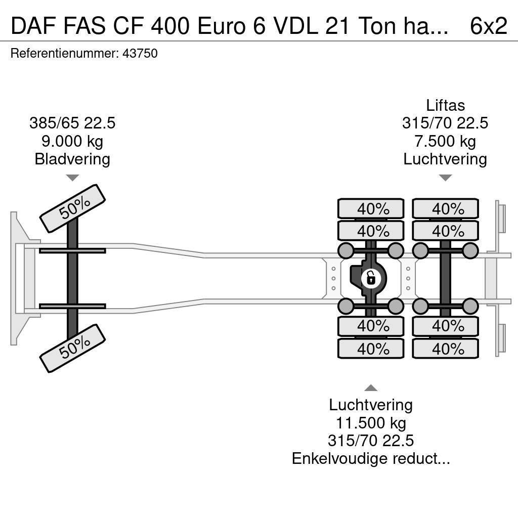DAF FAS CF 400 Euro 6 VDL 21 Ton haakarmsysteem Φορτηγά ανατροπή με γάντζο
