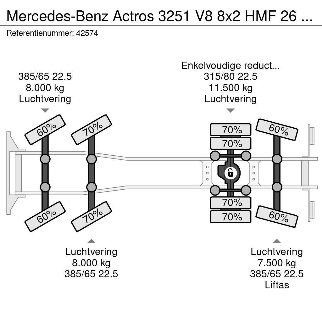 Mercedes-Benz Actros 3251 V8 8x2 HMF 26 Tonmeter laadkraan bouwj Φορτηγά ανατροπή με γάντζο