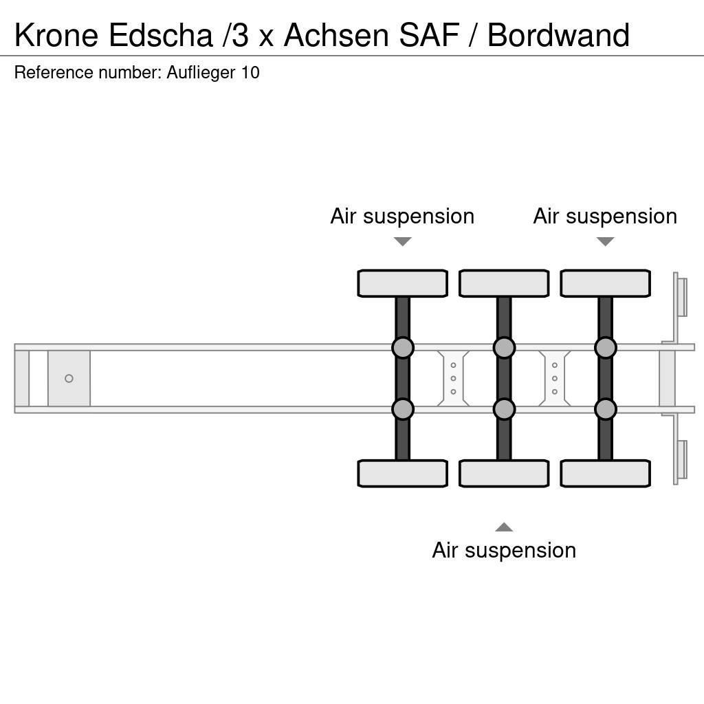 Krone Edscha /3 x Achsen SAF / Bordwand Ημιρυμούλκες Κουρτίνα
